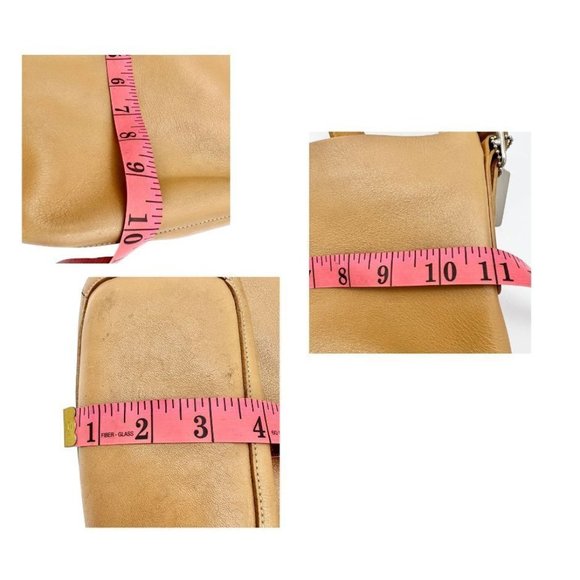 Coach Bucket Purse 11 x 10 x 3.5 Camel Leather Zip Closure Adjustable Strap - Picture 11 of 11